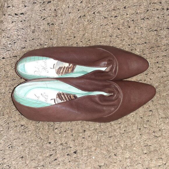RAKISH HEELS-Rebekah Roy Stylist-Brown/Turquoise Leather-RARE-Size 39-Near Mint - Picture 5 of 6